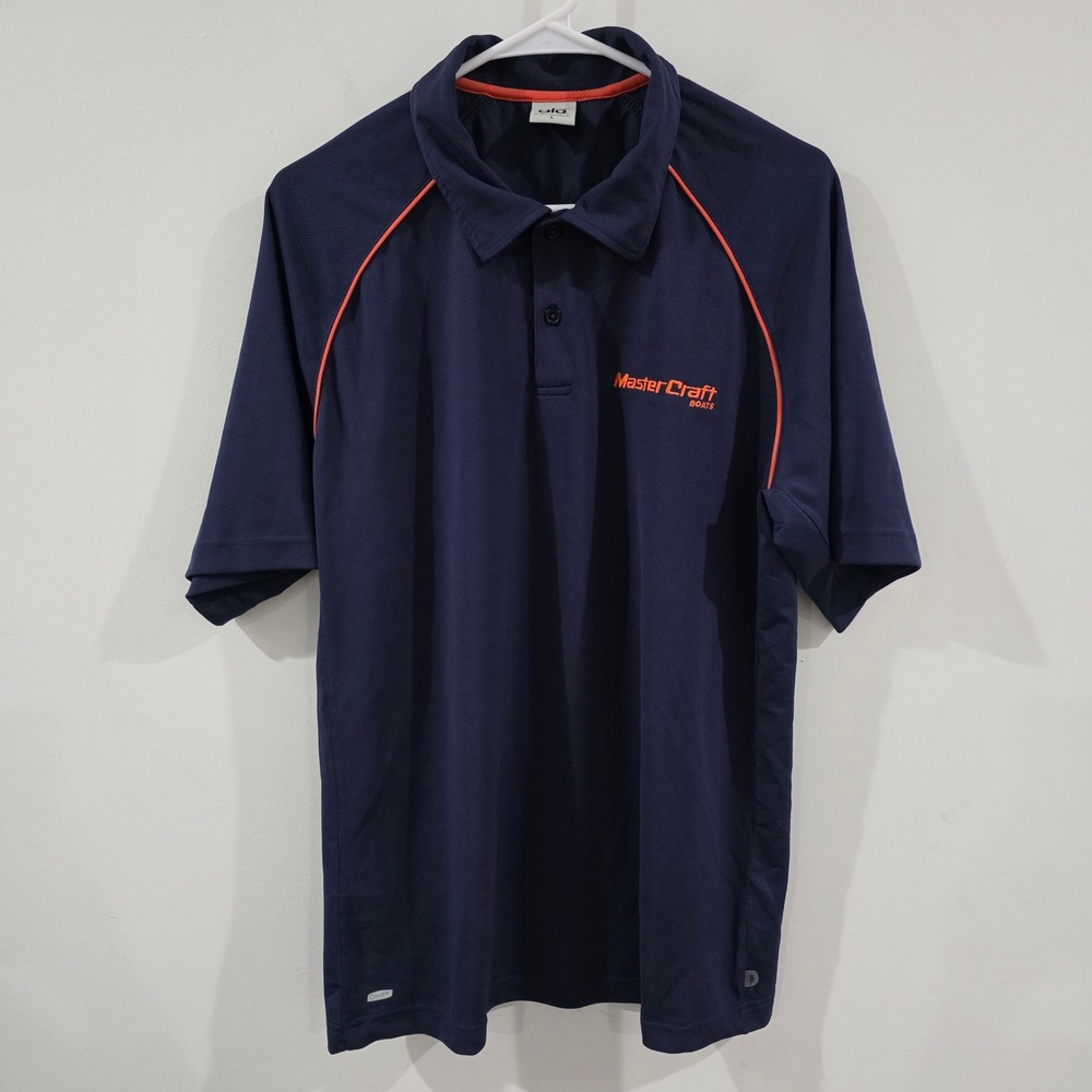 Alo Yoga Mens Coolfit Polo Shirt Size Large Navy Blue Embroidered Logo